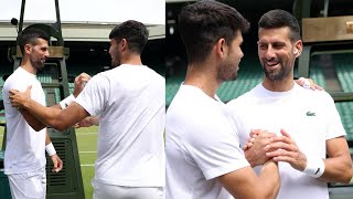 Djokovics Reaction When Alcaraz Came to His Training to Surprise Him  Wimbledon 2024 [upl. by Adlih]