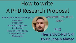 RESEARCH PROPOSAL FOR PhD RegistrationSubmissionBest Format UGCNETJRFPhD by Dr Shoaib Ahmed [upl. by Arammat]