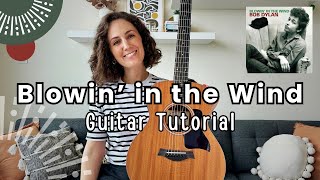 Blowing in the Wind  Bob Dylan FUN Guitar Lesson Tutorial Chords and Strumming [upl. by Ahsekin]