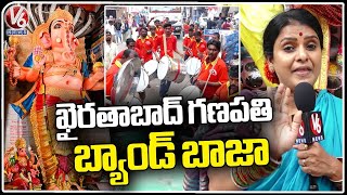 Teenmaar Band At Khairatabad Ganesh Idol 2023  Teenmaar Chandravva  V6 News [upl. by Arlin712]