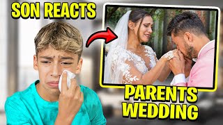 11 Year Old Son REACTS To Our WEDDING VIDEO EMOTIONAL 😢 [upl. by Ecenaj]