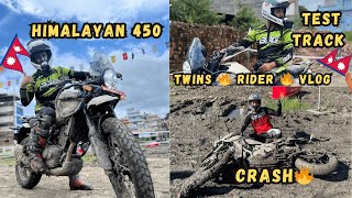 New RE Himalayan❌450🔥HARD MUD 🥵Track 🔥 Test Ride ✅ 🇳🇵Did I crashed   Twins Rider Vlog [upl. by Joe]