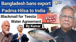 Bangladesh bans export of Hilsa fish to India  Blackmail for Teesta Water Agreement  Padma Hilsa [upl. by Cornel359]