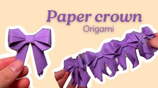 DIY easy Paper Crown  Origami Bow 🎀🌙 giftideas papercraft crown diycrafts christmasgifts [upl. by Nnylarat]