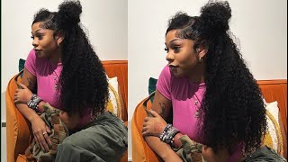 hair vlog watch me install  style this 26” curly 13x4 frontal wig  ft asteria hair [upl. by Ynnos]