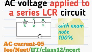 Ac voltage applied to a series LCR circuit Ac current05 class12jeeneetiitncert [upl. by Longwood]