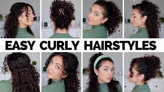 5 EASY CURLY HAIRSTYLES  for work and school [upl. by Yvonne]