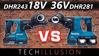 🔥MAKITA AKKU KOMBIHAMMER 18V vs 36V Vergleichstest😱  DHR243 vs DHR281 [upl. by Ahsiet659]