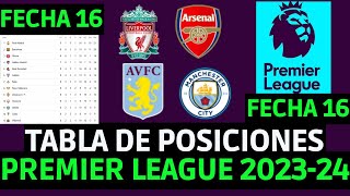 TABLA DE POSICIONES DE LA PREMIER LEAGUE  RESULTADOS Y TABLA PREMIER LEAGUE 2023 FECHA 16 [upl. by Einberger]