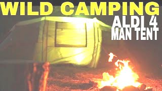 Overnight Camp in Aldi Adventuridge 4 Man Tent Ridgemonkey steak on Coleman 533 Dual Fuel Stove [upl. by Malilliw]