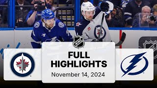 NHL Highlights  Jets vs Lightning  November 14 2024 [upl. by Atilrac282]