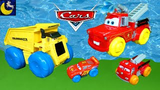 Playing at the Pool with Disney Cars Colossus XXL and Fire Truck Mater Lightning McQueen Water Toys [upl. by Nnire309]