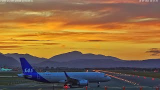 Airport Málaga  Costa del Sol 🛩 Departures at SUNSET WEATHER WEBCAM AGPLEMG SPAIN 2° RUNWAY [upl. by Holmann738]