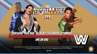 WWE 2K24 quotRavishingquot Rick Rude w Bobby quotThe Brain Heenan vs Ricky quotThe Dragonquot Steamboat [upl. by Zina682]