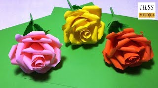 DIY rose paper flower  How to make rose paper flower easy [upl. by Luar]