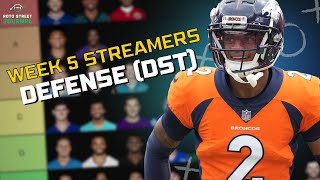 The BEST Fantasy Football Week 5 Defense Streamers DST [upl. by Aielam642]