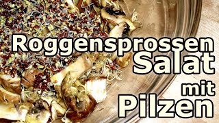 Roggensprossen Salat mit Pilzen  Vitaminbombe schnell zubereitet Vegane Rohkost [upl. by Aryc387]