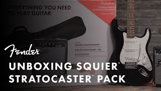 Unboxing The Squier Stratocaster Pack  Fender [upl. by Nahsor906]