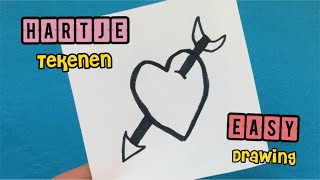 ★ HARTJE TEKENEN ★ VALENTIJN TEKENEN ★ HOE TEKEN JE EEN HARTJE MET PIJL [upl. by Slade101]