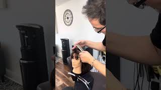 Franja divisões técnica prática cabelo com franja corte de cabelo treinamento cabeleireiro [upl. by Nospmas]