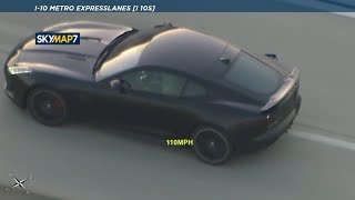 CHASE Wild highspeed chase of stolen Jaguar through LA freeways [upl. by Karilla860]