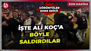 SON DAKİKA Göztepenin bir yöneticisi sahadan çıkmaya çalışan Ali Koç’a saldırdı [upl. by Aicilas]