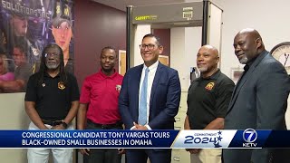 Congressional candidate Tony Vargas tours Blackowned small businesses in Omaha [upl. by Yseulta]