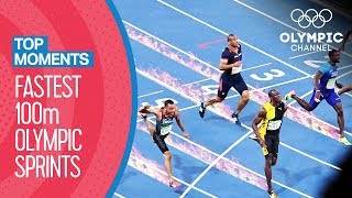 Top Fastest Mens 100m in Olympic History  Top Moments [upl. by Anika555]