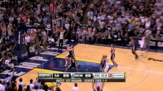 Zach Randolph dagger three pointer over Tim Duncan Apr 23 2011 [upl. by Alodee]