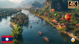 Vang Vieng Laos🇱🇦 Ultimate Secret Town for Backpackers in Southeast Asia 4K UHD [upl. by Shandy]