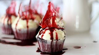 Bloody Broken Glass Cupcake Recipe  Fake Blood Recipe  Halloween Recipe [upl. by Lazos]