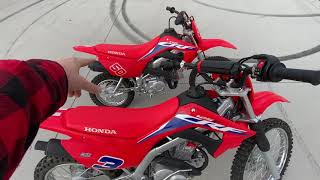 Honda CRF110F Stacked Against CRF125F Big Wheel [upl. by Naujd]