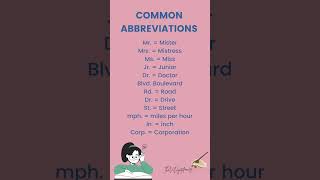 Common Abbreviations  Vocabulary  english basicenglishconversation englishlanguage [upl. by Lopes]