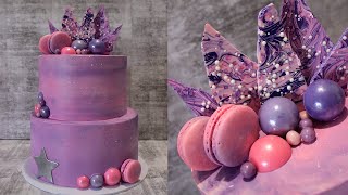 Cómo montar una Torta de 2 pisos en buttercream  decoración galaxia  Fiorella Cake [upl. by Naejamron]