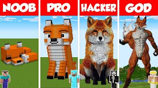 Minecraft FOX STATUE HOUSE BUILD CHALLENGE  NOOB vs PRO vs HACKER vs GOD  Animation [upl. by Anatolio53]