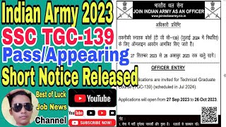 Indian Army SSC TGC139 2023 Online Form Technical Graduate Course TGC139 Jul 2024 Online Apply [upl. by Eihctir958]