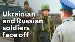 Ukrainian and Russian soldiers face off at Belbek  Channel 4 News [upl. by Judenberg]