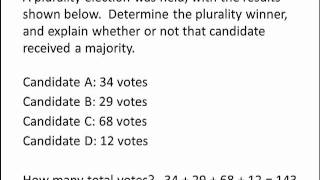 Math for Liberal Studies Plurality and Majority [upl. by Tripp]