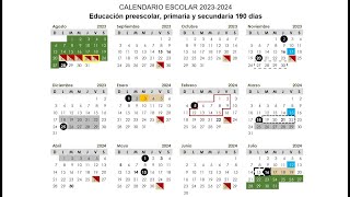 Calendario ciclo escolar 20232024 SEP  Anteproyecto [upl. by Pastelki]