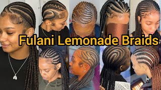 Exotic Fulani Lemonade Braids Hairstyles for Black Women  Fulani Braids  Lemonade Braids  Cornrow [upl. by Aneer]