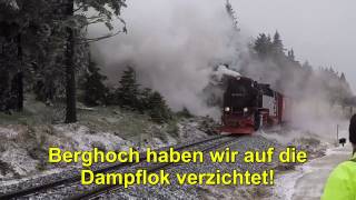 Harz Brocken Dampflokomotive mit Orkanböen [upl. by Namlas]