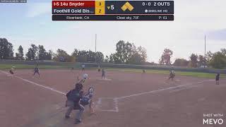 I5 Softball 14u Snyder vs Foothill Gold Bissing 14u 20241109 [upl. by Ynafetse]