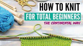 How to knit for beginners  the continental way  slow motion [upl. by Nilam538]