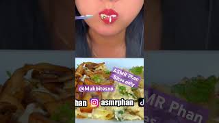 ASMR Phan cheesy creamy chicken Alfredo pasta fried mushrooms Mukbang bites only shorts viralvideo [upl. by Ynotna]