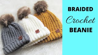 Braided Beanie Pattern Easy Crochet Ribbed Beanie [upl. by Earal]