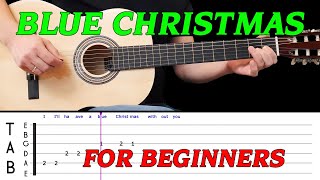 BLUE CHRISTMAS  Easy guitar melody lesson for BEGINNERS with tabs  Elvis Presley [upl. by Schindler756]