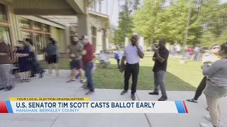 US Sen Tim Scott casts ballot early in Hanahan [upl. by Yup]