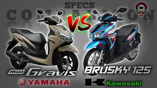 YAMAHA MIO GRAVIS vs KAWASAKI BRUSKY 125 SPECS COMPARISON [upl. by Walt]