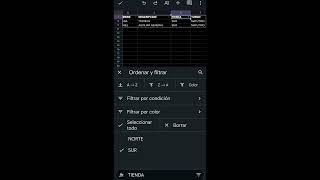 Filtrar en Hoja de calculo en Telefono celuar android google sheets [upl. by Chane48]