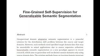 Fine Grained Self Supervision for Generalizable Semantic Segmentation [upl. by Kopans]